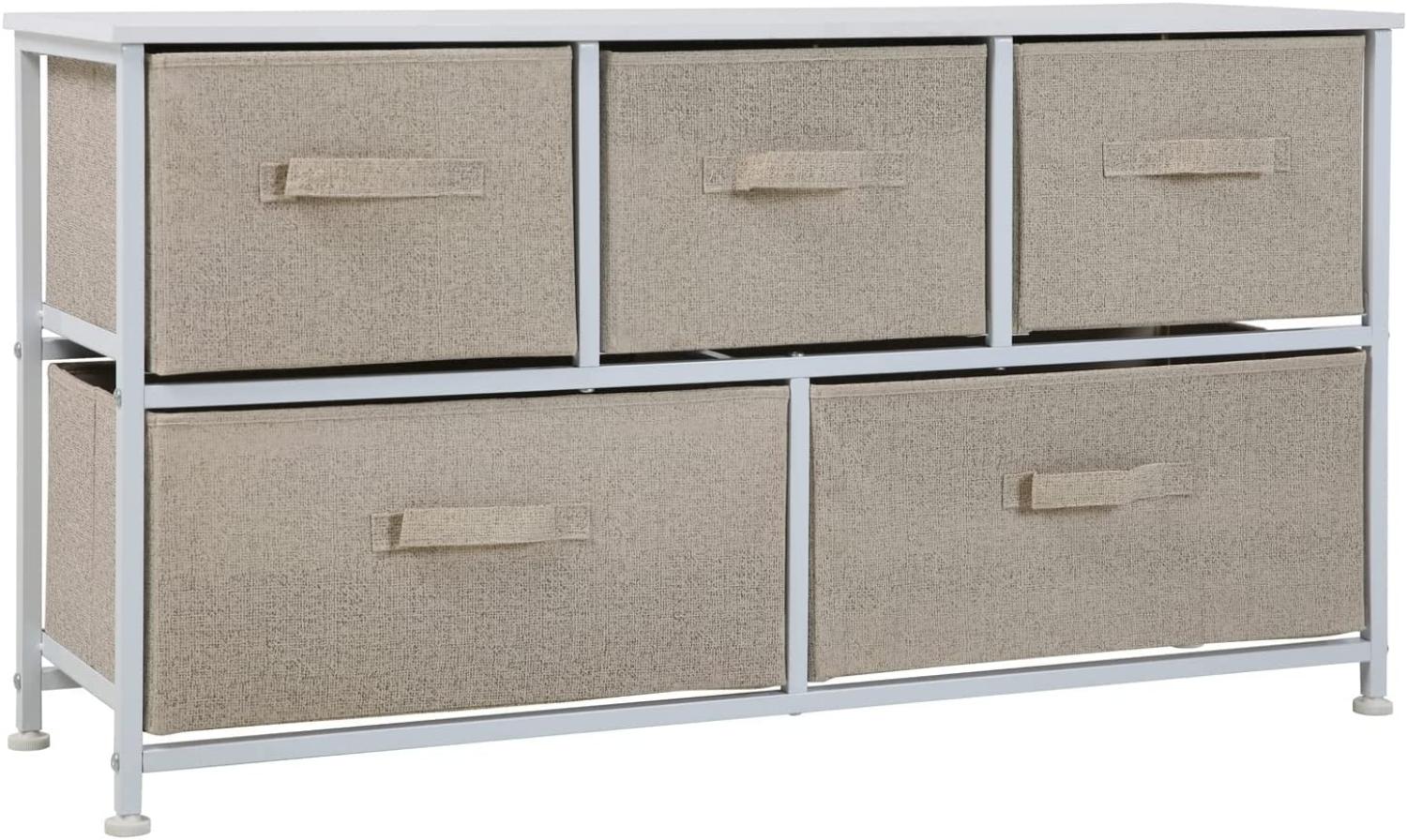 SVITA Sideboard mit Stoffschubladen Metall-Regal Stoff-Kommode Weiß Bild 1