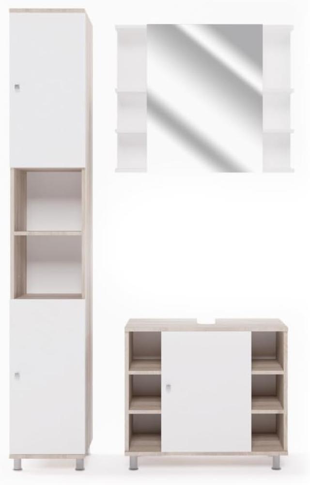 Vicco Badmöbel Set Fynn Badezimmer 3-teilig Spiegel Kommode Unterschrank Sonoma Bild 1