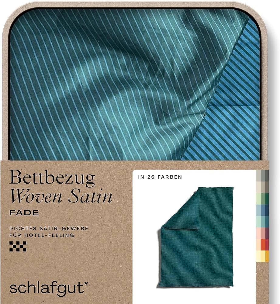Schlafgut Woven Fade Bettwäsche | Bettbezug einzeln 155x220 cm | petrol-deep-green-deep Bild 1