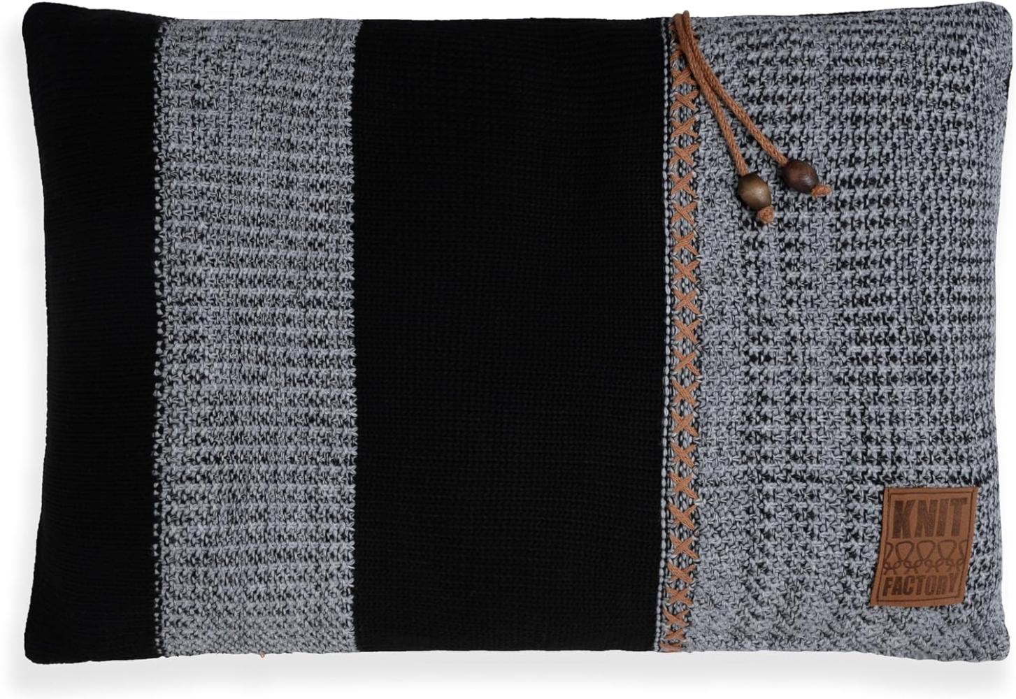 Knit Factory Roxx Kissen 60x40 cm Gestreift Grau Schwarz Bild 1