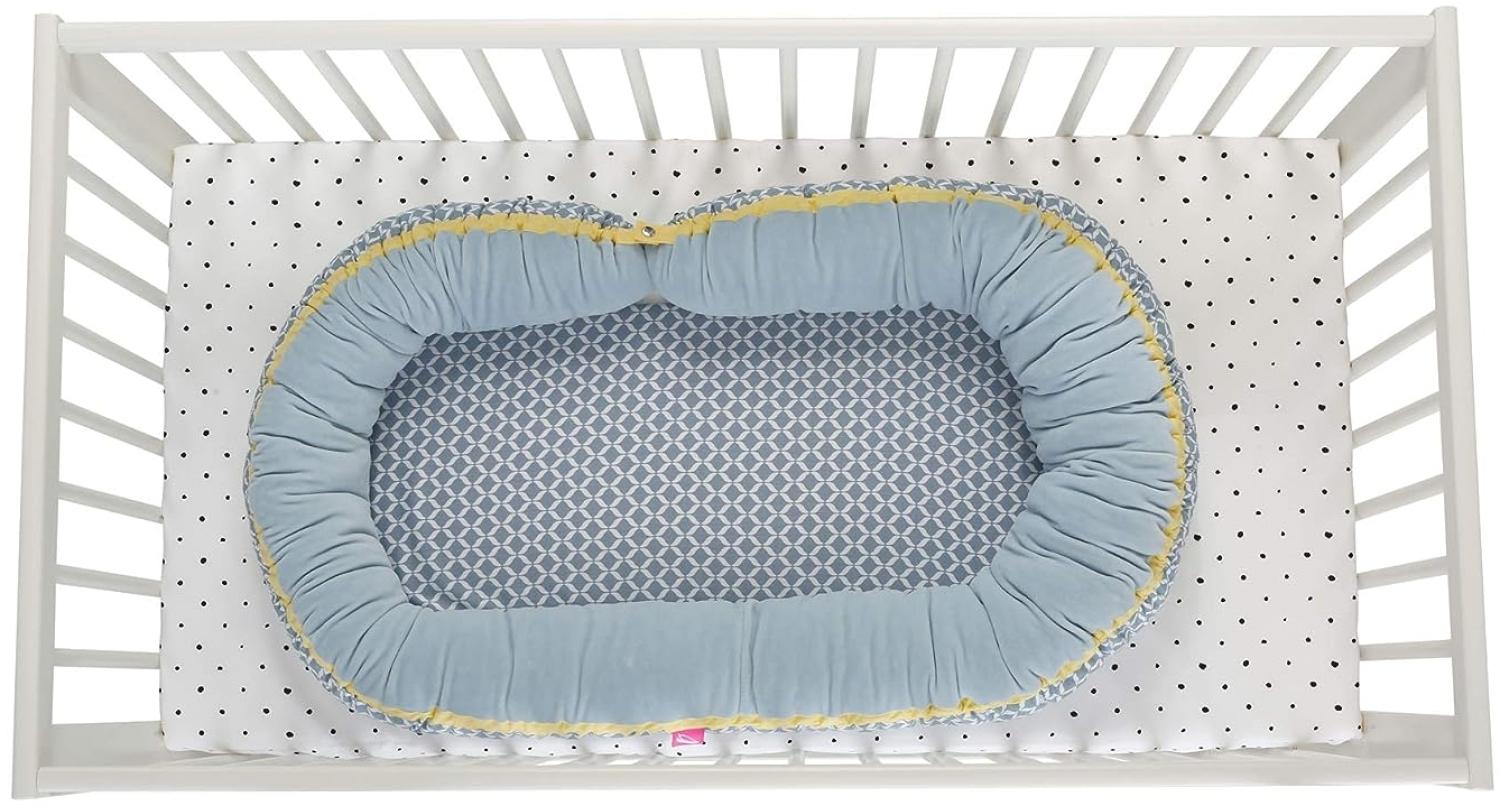 Kuschelnest für Babys und Säuglinge Babynest + Junior sleepy-C - Multifunktionales Babynest, Babybett, Blau Classics Bild 1