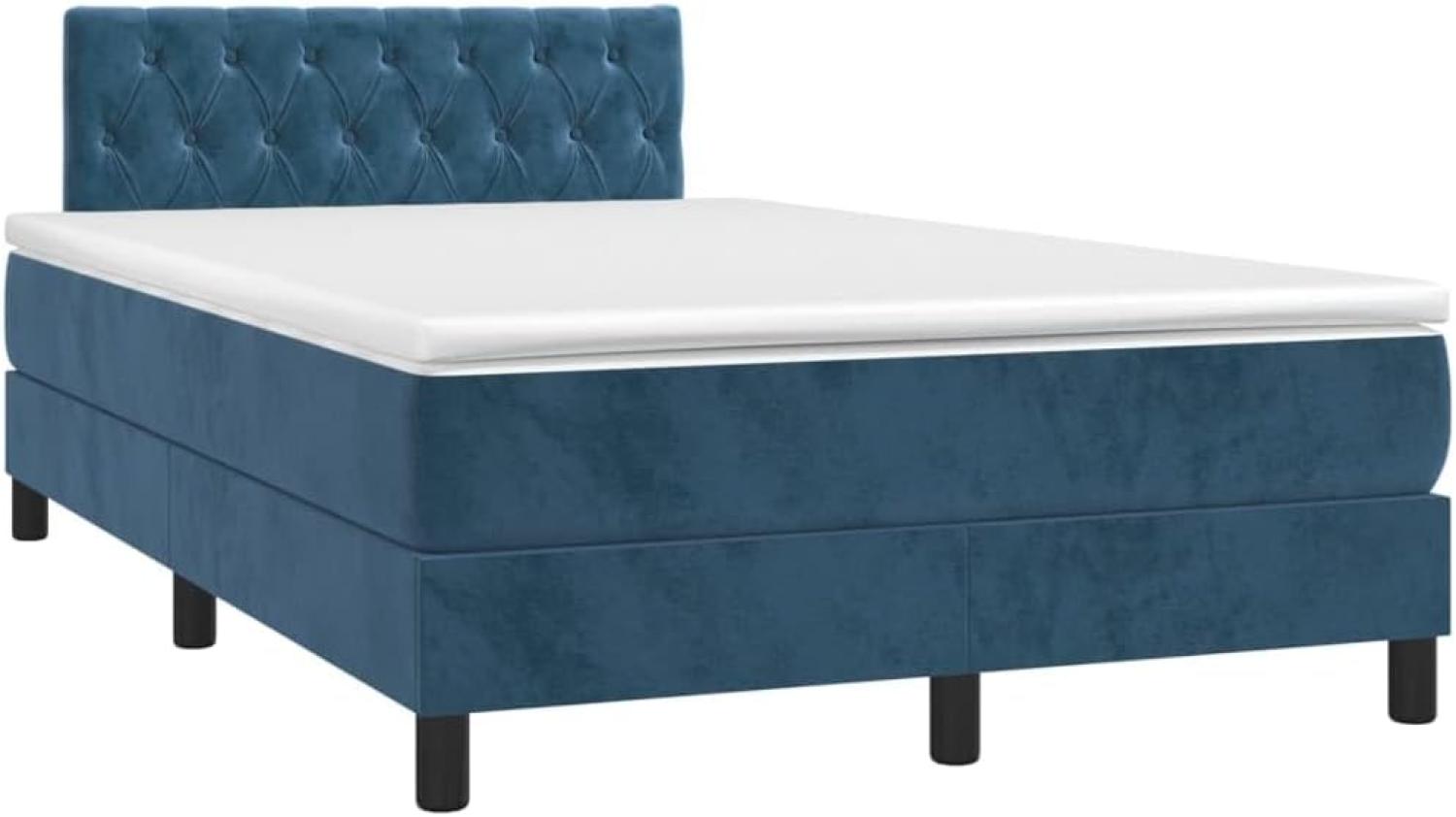 Boxspringbett mit Matratze & LED Dunkelblau 120x200 cm Samt (Farbe: Blau) Bild 1