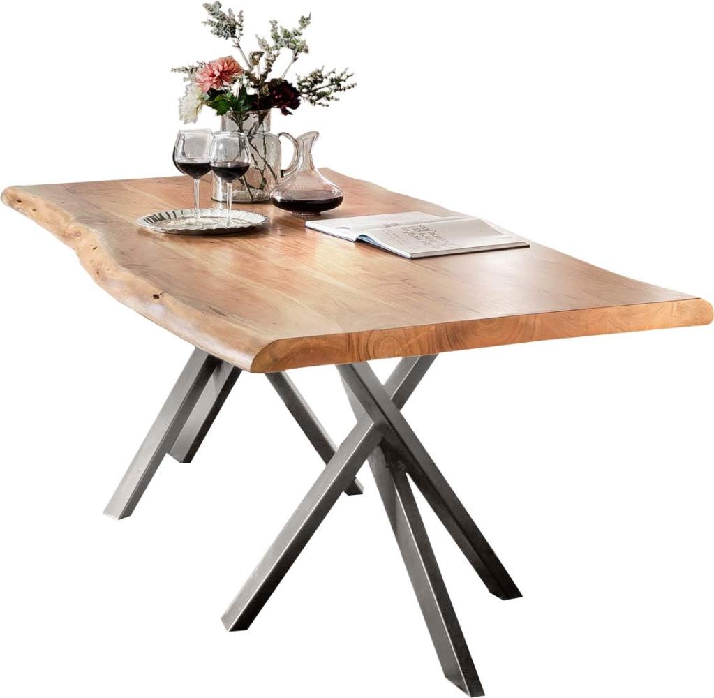 Tisch 200x100 Akazie Stahl Holztisch Esstisch Speisetisch Küchentisch Esszimmer Bild 1