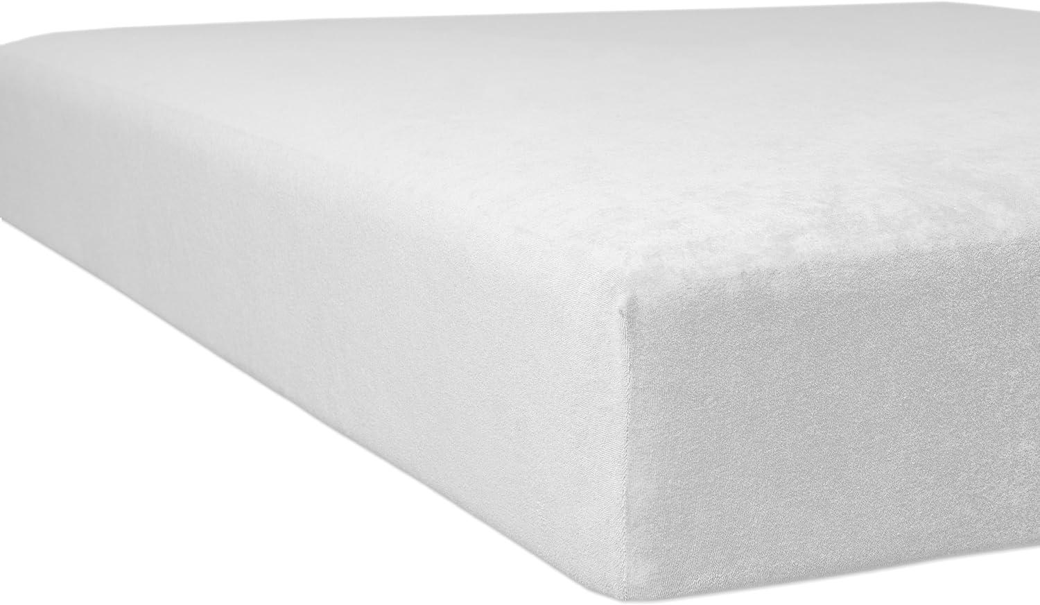 Kneer Flausch-Frottee Spannbetttuch für Matratzen bis 22 cm Höhe Qualität 10 Farbe weiß 180 cm x 200 cm Bild 1