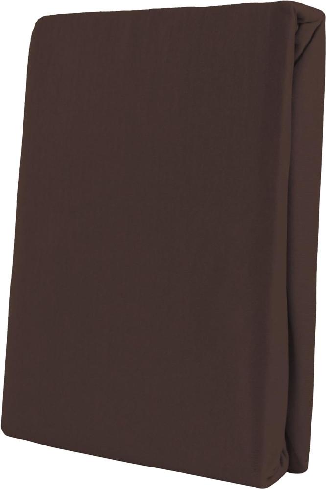 Leonado Vicent - Classic Spannbettlaken Bettlaken 100% Baumwolle Jersey Spannbetttuch in vielen Farben & Größen, Maße Spannbettlaken:200 x 200 cm - 200 x 220 cm, Farbe Spannbettlaken:Braun Bild 1