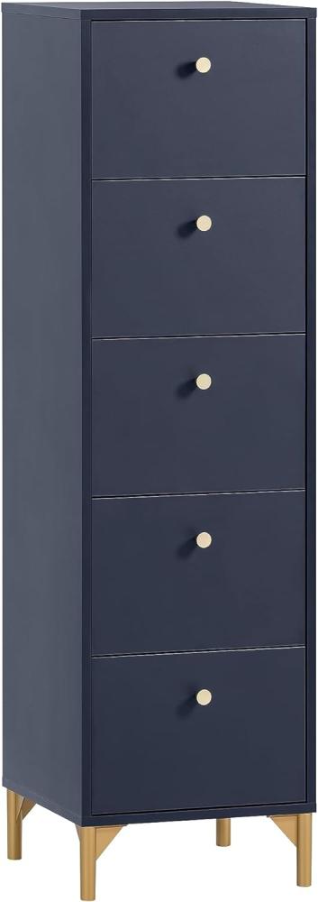 Schildmeyer Kommode Alfa, Holzwerkstoff, Nachtblau/goldfarben, 40 x 40 x 142 cm Bild 1