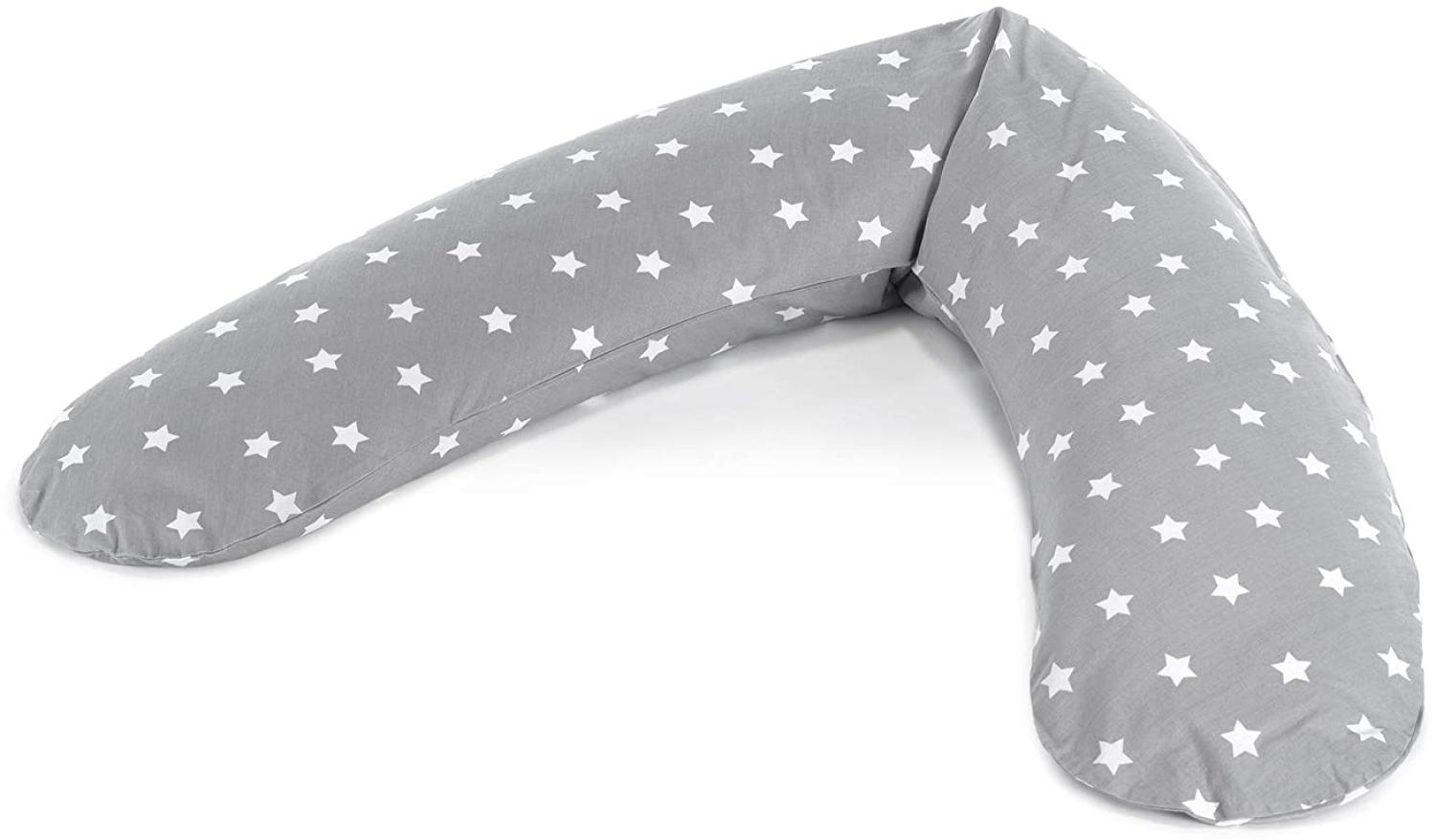 Theraline 'Big Stars' Komfort-Stillkissen grau, mit Mikroperlen, 180 cm lang Bild 1