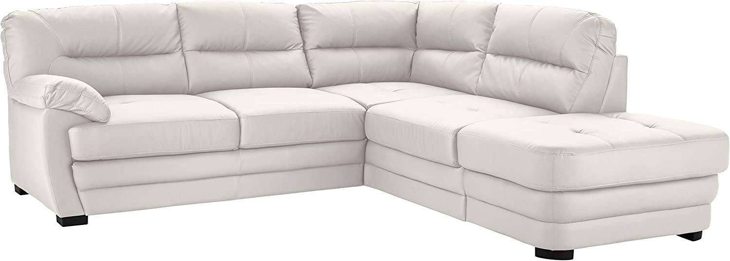 Mivano Ecksofa Royale / Zeitloses Sofa in L-Form mit Ottomane und hohen Rückenlehnen / 246 x 90 x 230 / Lederoptik, weiß Bild 1