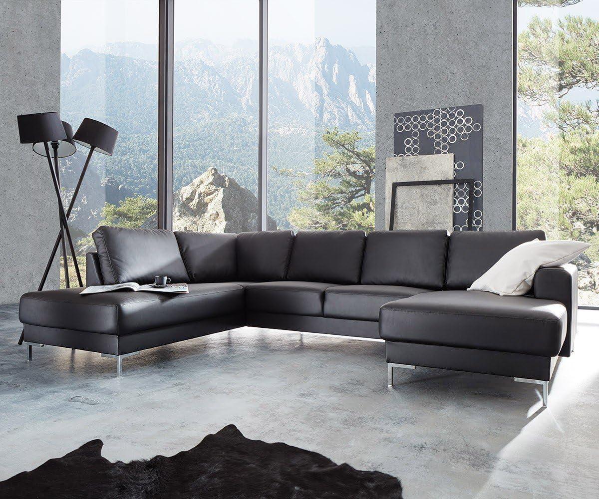 Couch Silas Schwarz 300x200 cm Ottomane Links Designer Wohnlandschaft Bild 1