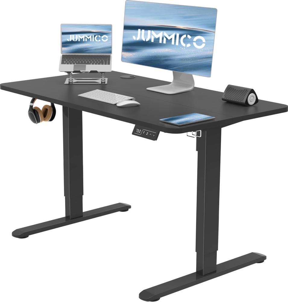 JUMMICO Höhenverstellbarer Schreibtisch Höhenverstellbar Elektrisch, Ergonomischer Steh-Sitz Tisch Stehpult Verstellbarer Computertisch,Stehschreibtisch Bürotisch Standing Desk,100 x 60 cm, Schwarz Bild 1