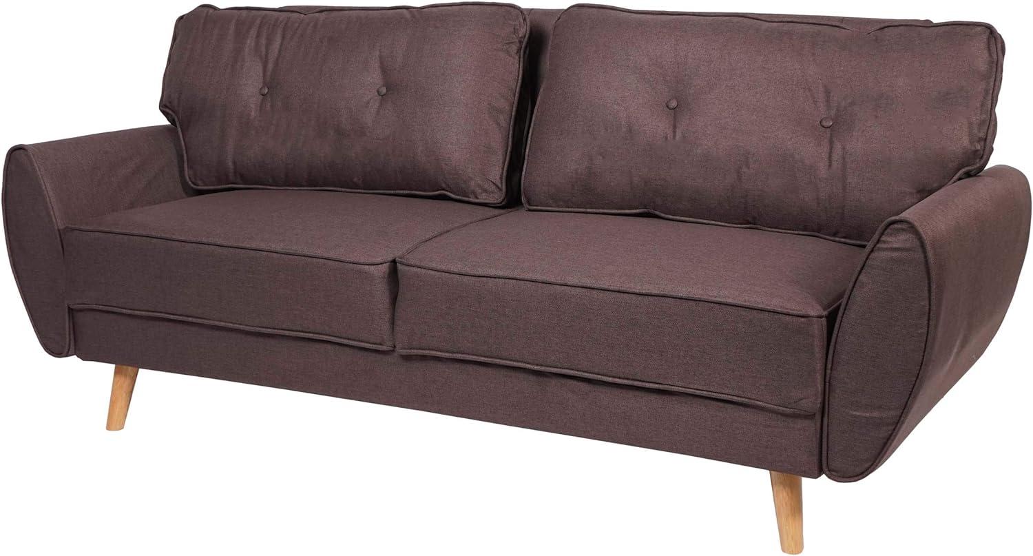 3er-Sofa HWC-J19, Couch Klappsofa Lounge-Sofa, Schlaffunktion 203cm ~ Stoff/Textil braun Bild 1