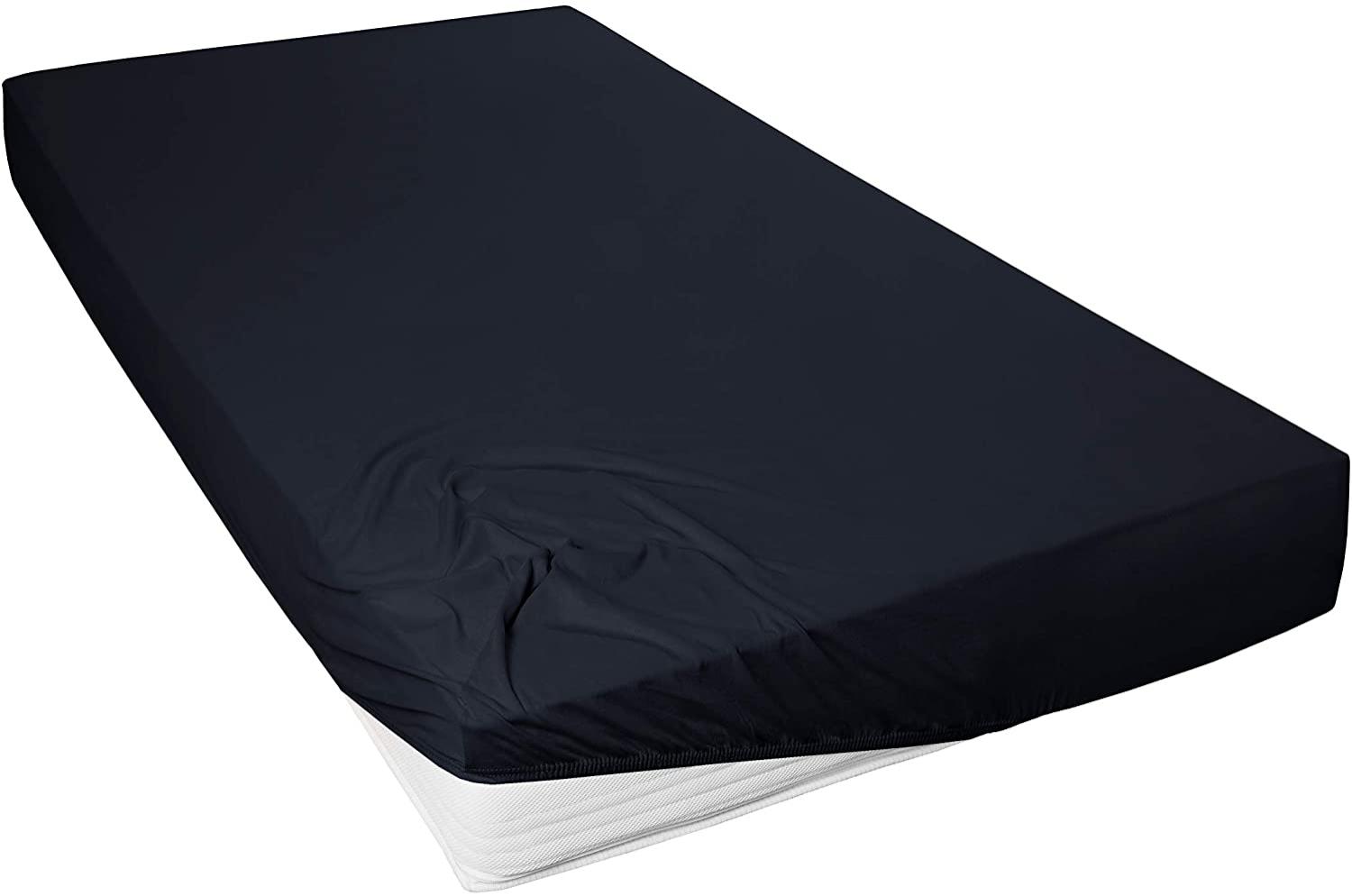 Primera Mako-Feinjersey Jersey-Spannbetttuch, schwarz, 180x200-200x200 cm Bild 1