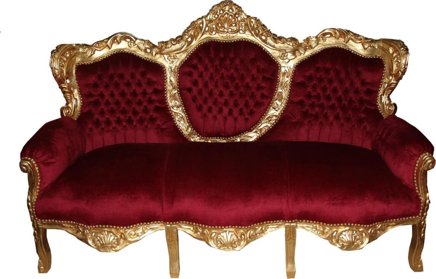 Casa Padrino Barock 3er Sofa King Bordeaux Rot / Gold Mod2 - Wohnzimmer Couch Möbel Lounge Bild 1