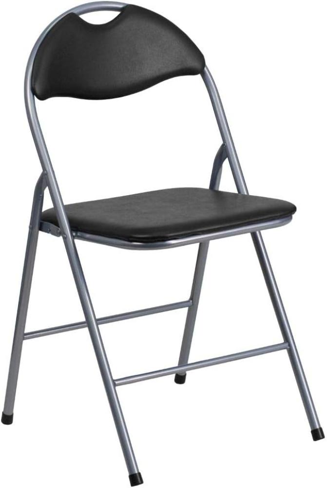 Flash Furniture Klappstuhl HERCULES aus Metall – Gepolsterter Stuhl für Gäste oder Veranstaltungen – Küchenstuhl mit Tragegriff auch für draußen geeignet – 4er-Set – Schwarz Bild 1