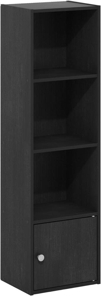 Furinno Luder Bücherregal mit 4 Etagen, mit 1 Türen, Schwarzholz Bild 1