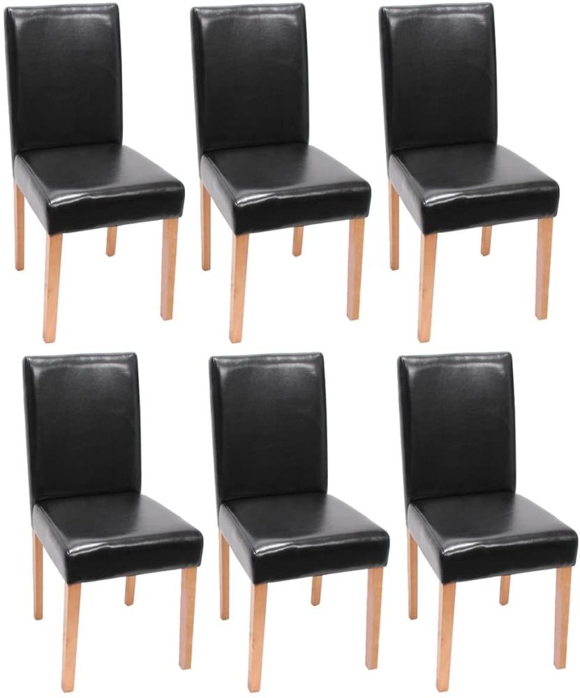 6er-Set Esszimmerstuhl Stuhl Küchenstuhl Littau ~ Kunstleder, schwarz, helle Beine Bild 1