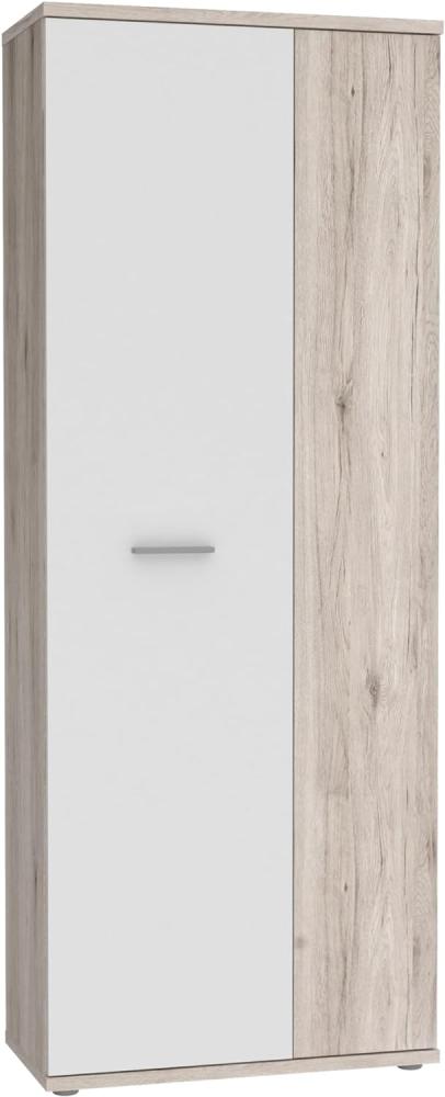 FORTE Net106 Mehrzweckschrank mit 2 Türen, Holzwerkstoff, Sandeiche + Weiß, 68. 90 x 34. 79 x 179. 1 cm Bild 1