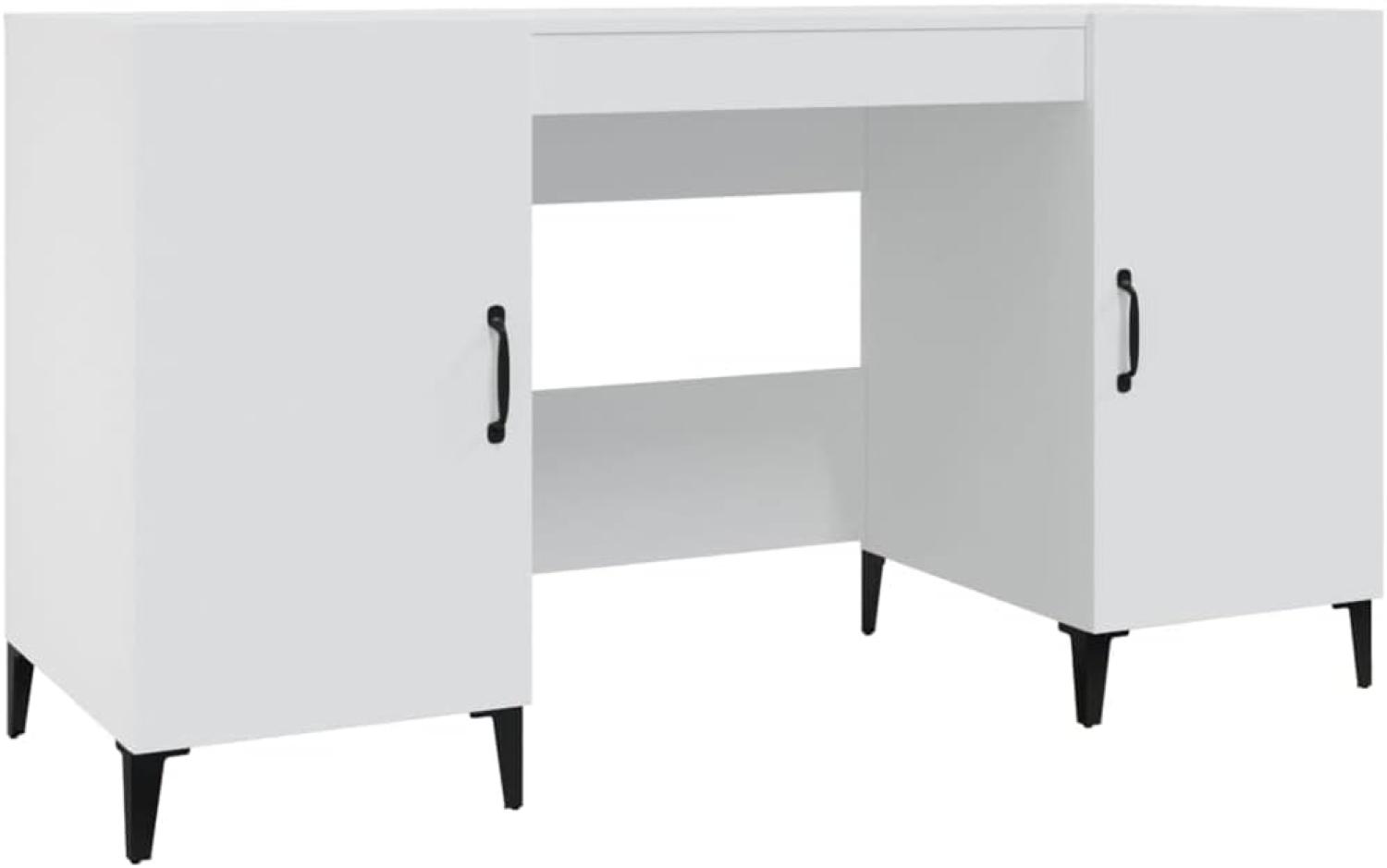 Schreibtisch Weiß 140x50x75 cm Holzwerkstoff Bild 1