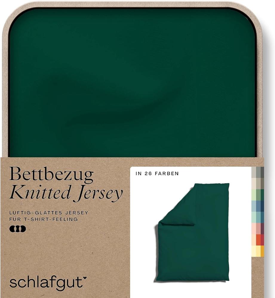 Schlafgut Knitted Jersey Bettwäsche | Bettbezug einzeln 135x200 -140x200 cm | green-deep Bild 1