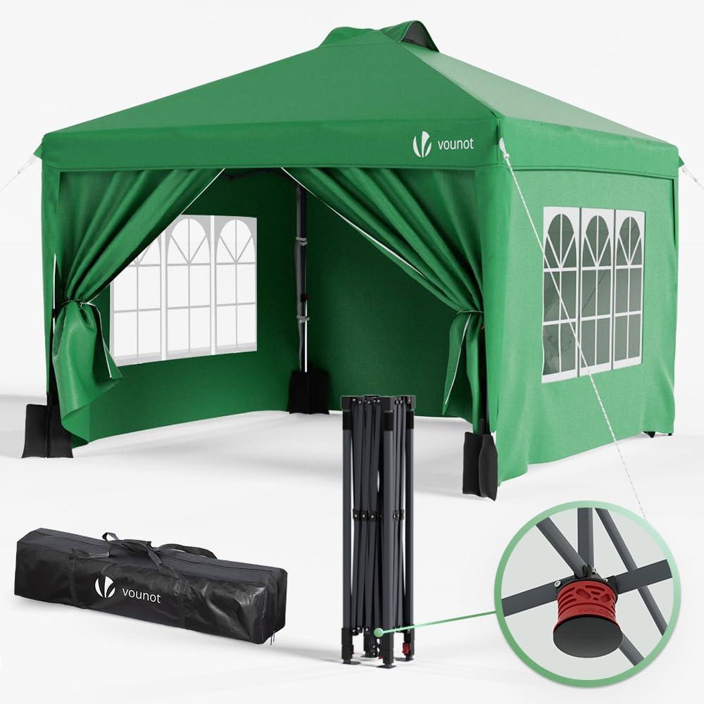 VOUNOT Pavillon 3x3m Wasserdicht Stabil Winterfest, Pop Up Faltpavillon mit 4 Seitenteilen und 5 Sandsäcke, Faltbar Partyzelt Gartenzelt Gartenpavillon inkl. Tasche, Grün Bild 1