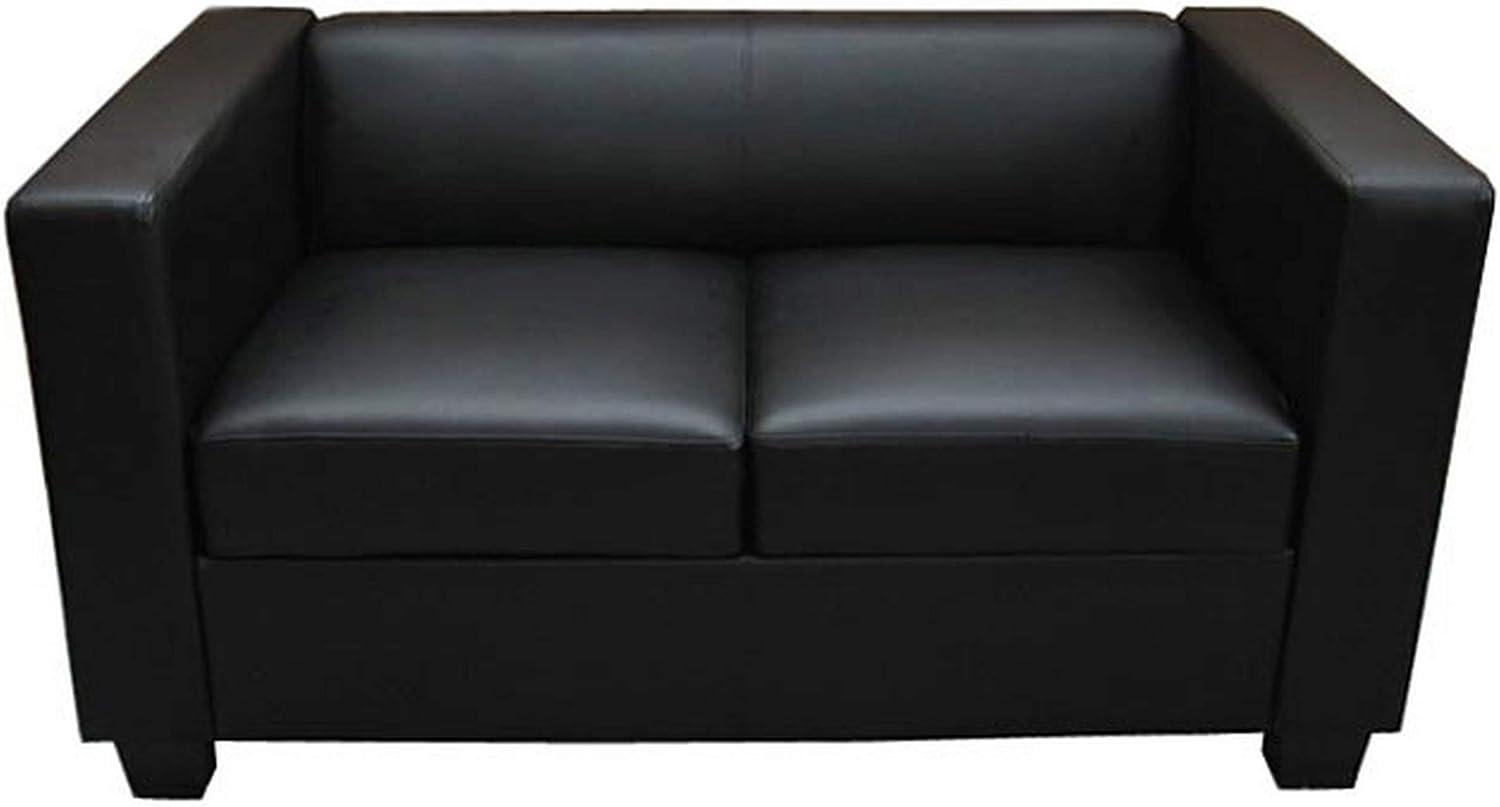 2er Sofa Couch Loungesofa Lille ~ Kunstleder, schwarz Bild 1