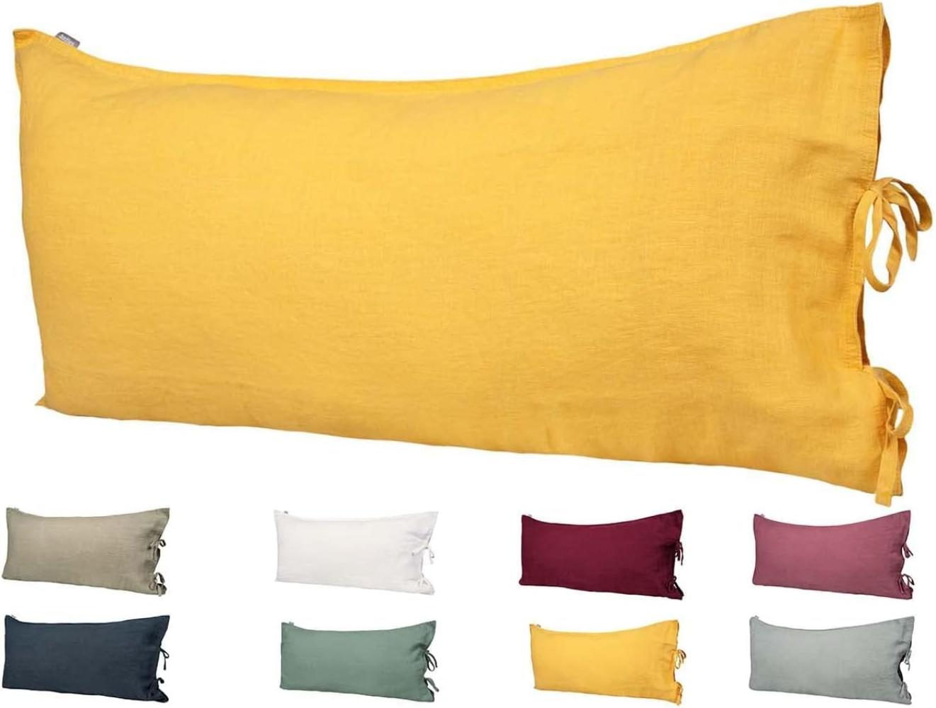 Kissenbezug ca. 40x80 cm zitronen-gelb 100% Leinen beties "Leinen" Bild 1