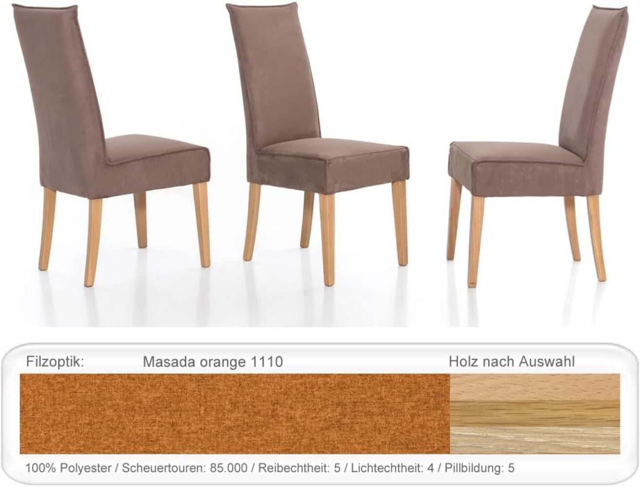 4x Polsterstuhl Kiana Varianten Esszimmerstuhl Küchenstuhl Massivholzstuhl Eiche natur lackiert, Masada orange Bild 1