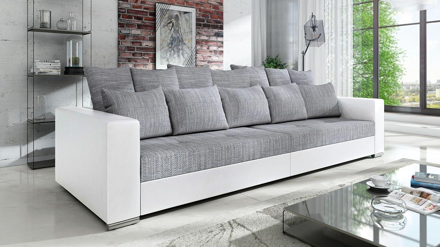 Modernes Big Sofa Wohnlandschaft Sofa Couch Jumbo XXL 1 - Weiß - Hellgrau Bild 1