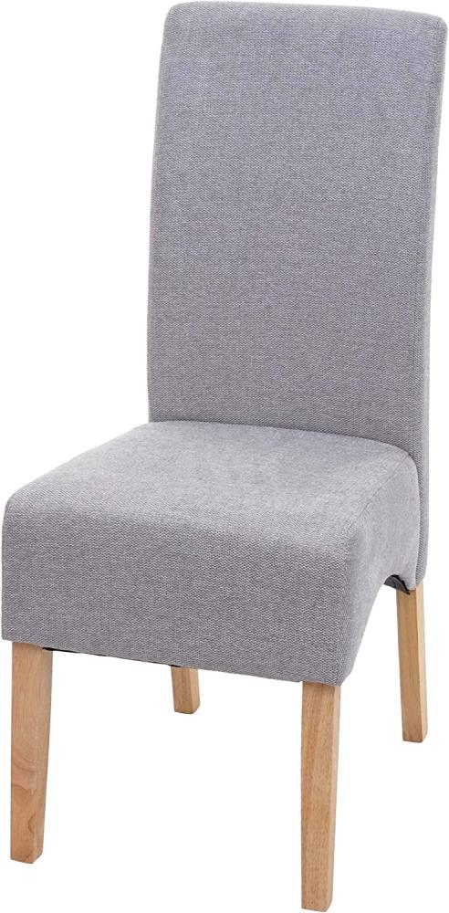 Esszimmerstuhl Latina, Küchenstuhl Stuhl, Stoff/Textil ~ hellgrau, helle Beine Bild 1