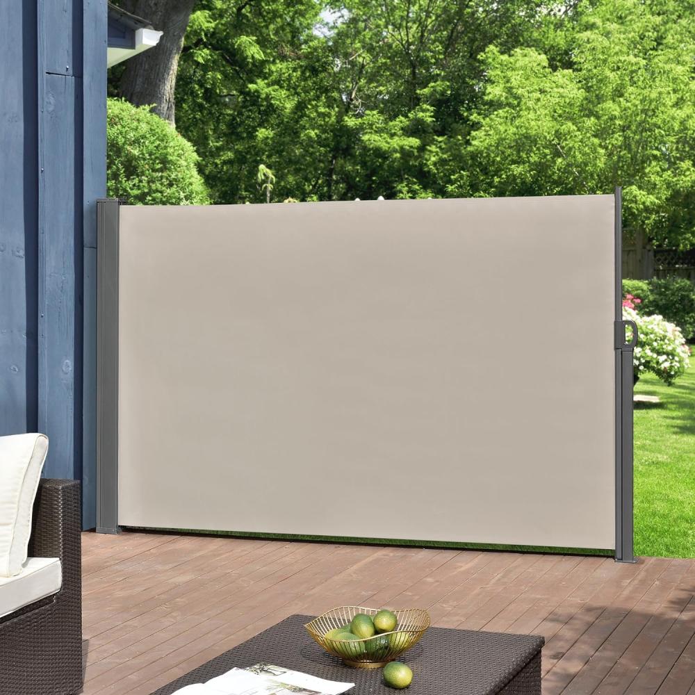 pro. tec Seitenmarkise 160 x 300 cm Sandfarben Beige Witterungsbeständig Sichtschutz Markise Sonnen- & Windschutz Bild 1