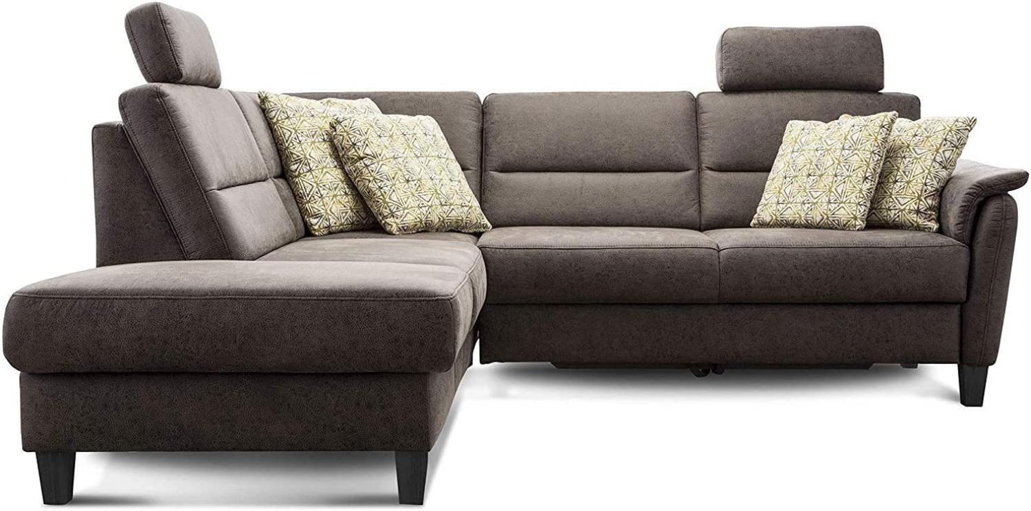 Cavadore Ecksofa Palera mit Federkern / L-Form Sofa mit Ottomanen links / 236 x 89 x 212 / Büffellederoptik Braun Bild 1