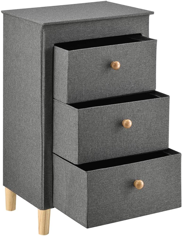 pro. tec Kommode mit 3 Schubladen Konsole Ablage Nachttisch Schrank mit Vliesstoff Grau Bild 1