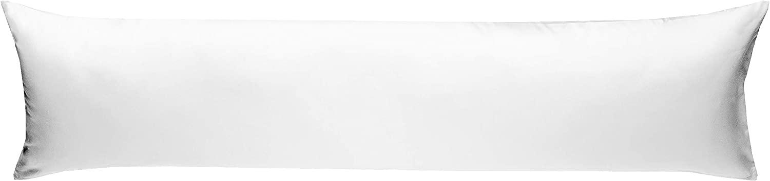 Mako-Satin Seitenschläferkissen Bezug uni / einfarbig weiß 40x145 cm von Bettwaesche-mit-Stil Bild 1
