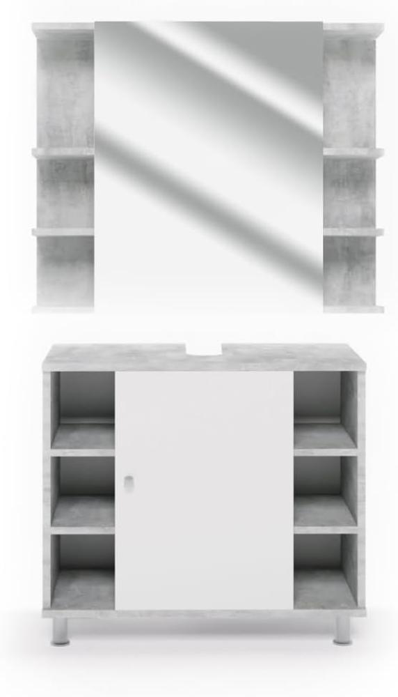 Vicco Badmöbel Set Fynn 2-teilig Spiegelschrank Unterschrank Grau Beton Bild 1