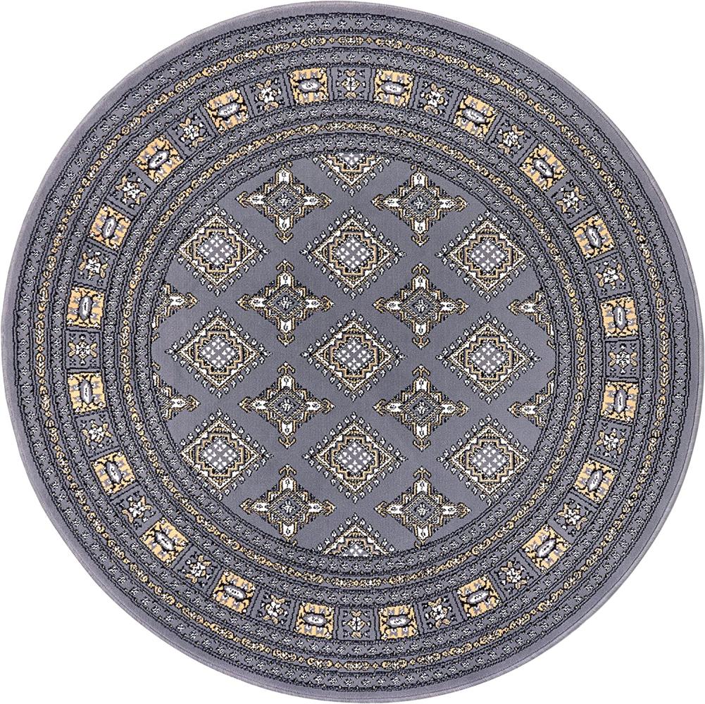 Orientalischer Kurzflor Teppich Sao Grau - 160 cm Durchmesser Bild 1