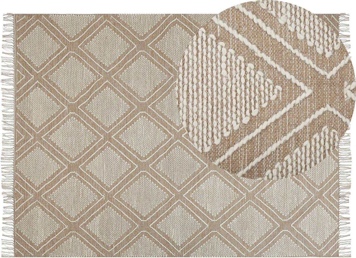 Teppich Baumwolle beige weiß 160 x 230 cm Kurzflor KACEM Bild 1