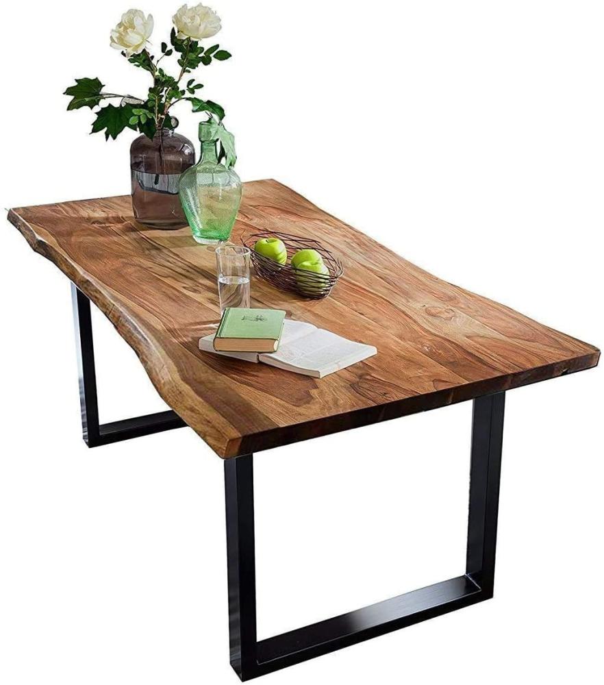 SAM Baumkantentisch 240x100 cm Quarto, nussbaumfarbig, Esszimmertisch aus Akazie, Holz-Tisch mit schwarz lackierten Beinen Bild 1