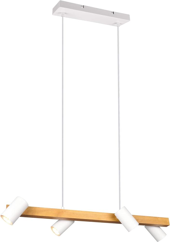 Balkenpendelleuchte MARLEY 4-flammig mit Holzbalken Breite 80 cm Weiß Bild 1