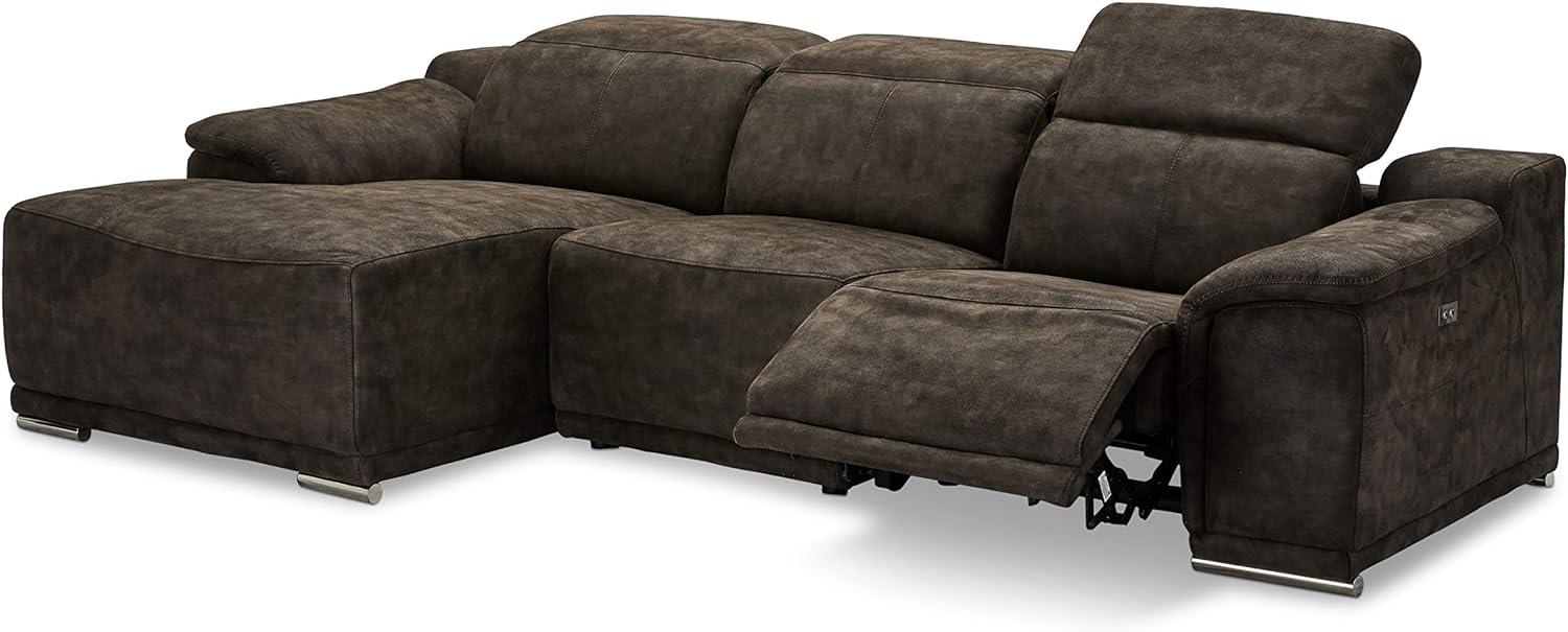 Ibbe Design Modul Sofa L Form Ecksofa Braun Stoff Heimkino Couch Links Chaiselongue Alexa mit Elektrisch Verstellbar Relaxfunktion, 282x160x73 cm Bild 1