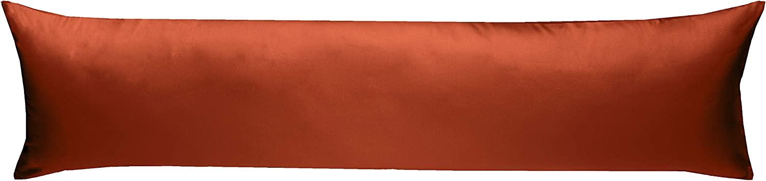Mako-Satin Seitenschläferkissen Bezug uni / einfarbig orange 40x145 cm von Bettwaesche-mit-Stil Bild 1