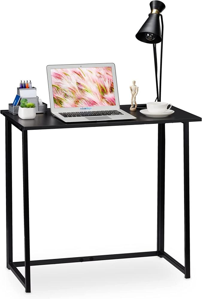 Relaxdays Schreibtisch klappbar, schwarz, 74,5 x 80 x 45 cm Bild 1