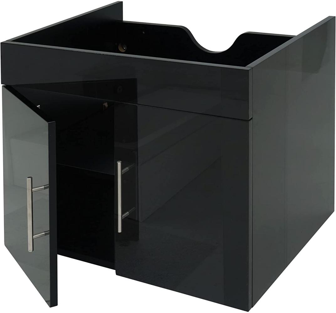 Waschbeckenunterschrank HWC-D16, Waschtischunterschrank Waschtisch Unterschrank Badmöbel, MVG hochglanz 60cm ~ schwarz Bild 1