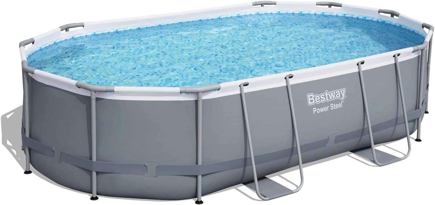 Power Steel™ Solo Pool ohne Zubehör 488 x 305 x 107 cm, grau, oval Bild 1