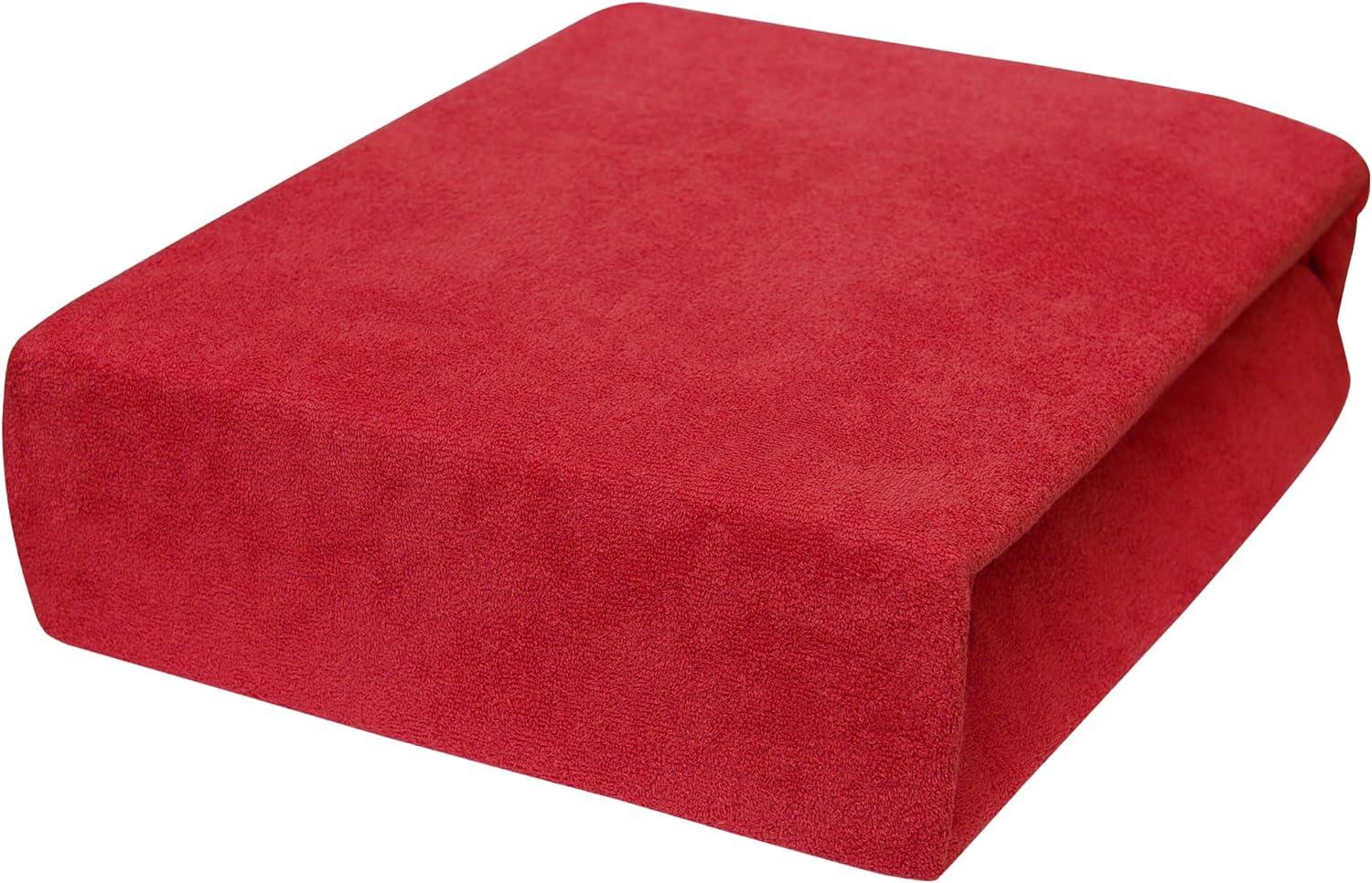Frottier Spannbetttuch 120x60 cm Passend für Kinderbett Matratze (Rot) Bild 1
