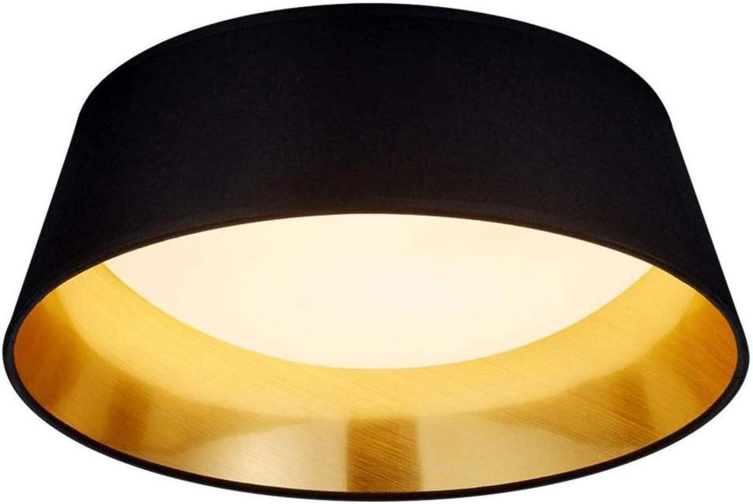 LED Deckenleuchte, schwarz gold, Textil, 34 cm, PONTS Bild 1