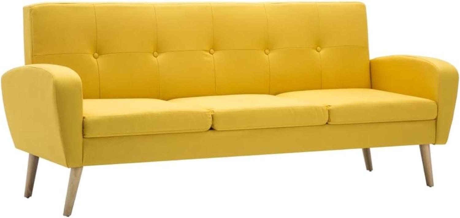 vidaXL 3-Sitzer-Sofa Stoff Gelb Bild 1