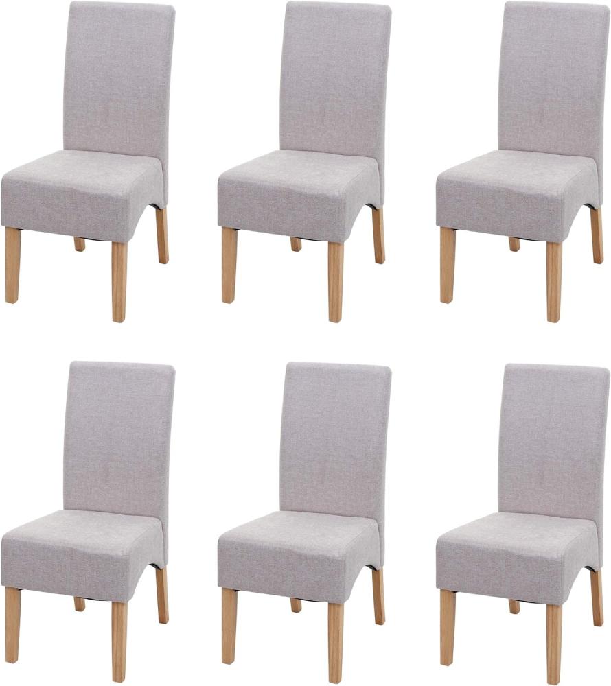6er-Set Esszimmerstuhl Latina, Küchenstuhl Stuhl, Stoff/Textil ~ creme beige, helle Beine Bild 1