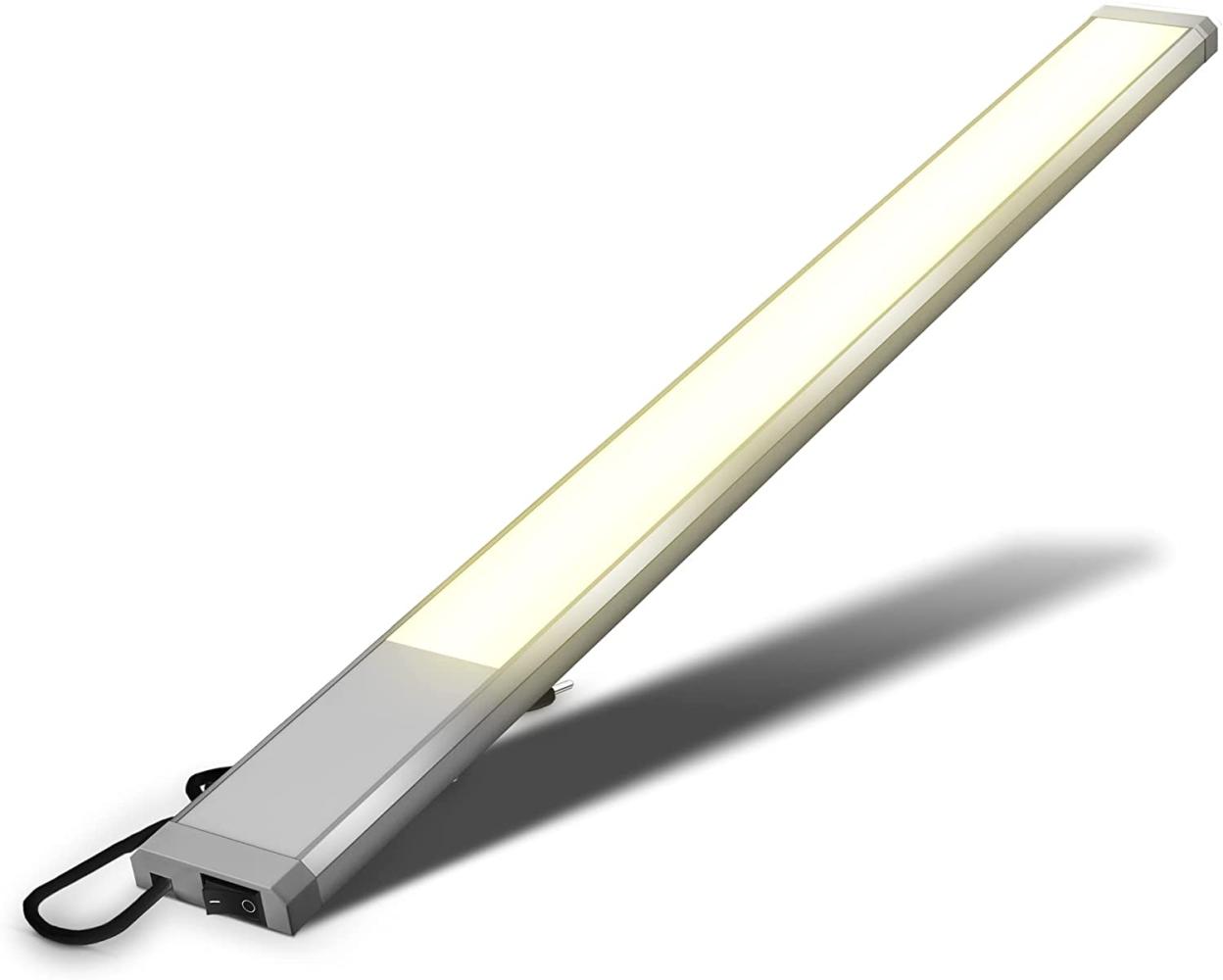 B.K.Licht LED Unterbauleuchte Küche 575mm 10W 1100lm moderne Lichtleiste Bad flach 13mm - BKL1468, LED fest integriert, 3000K - Warmweiß, Unterbaulampe Küchenlampe Werkstattlampe Regal An/Aus Schalter silber Bild 1