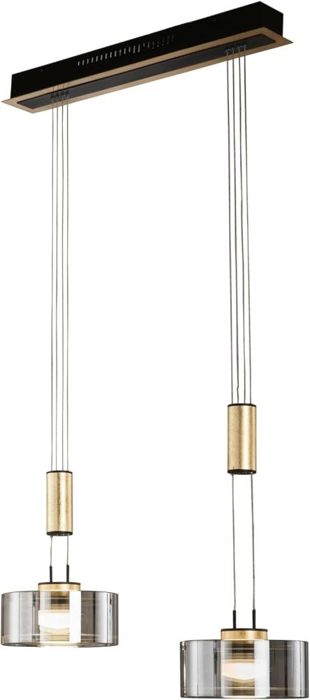 Fischer & Honsel 61058 LED Pendelleuchte Lavin 2-flammig sandschwarz gold Rauchglas Bild 1