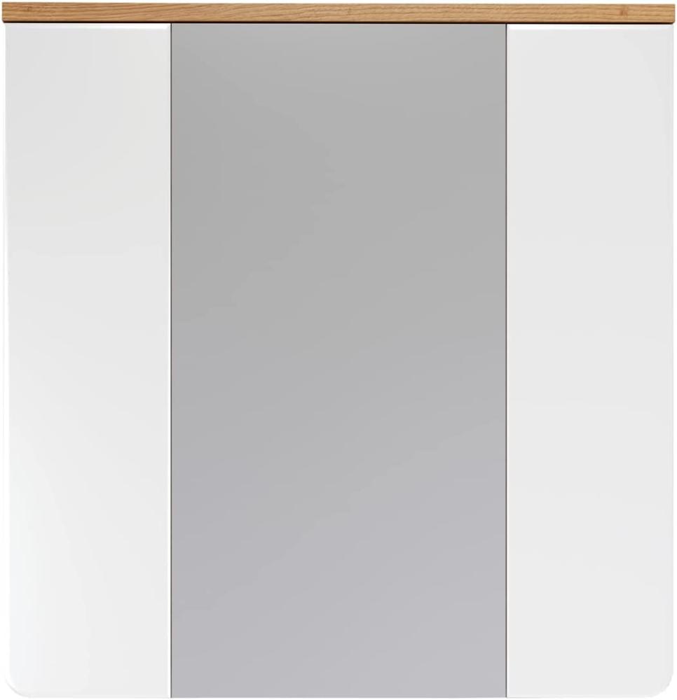 Badezimmer Spiegelschrank Ciara weiß Hochglanz und Eiche 60 cm Bild 1